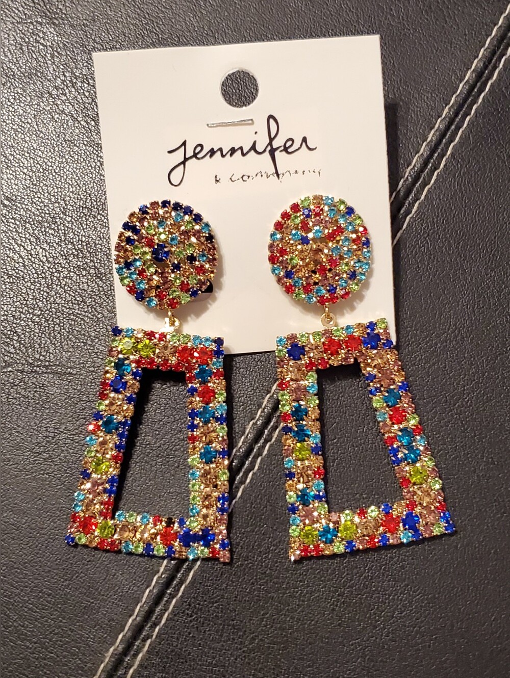 Rhinestone Trapezoid Dangle Earrings